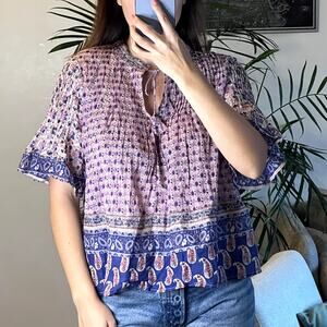 Sea New York Bianca Pintucked top violet Blouse Size 4 100% cotton